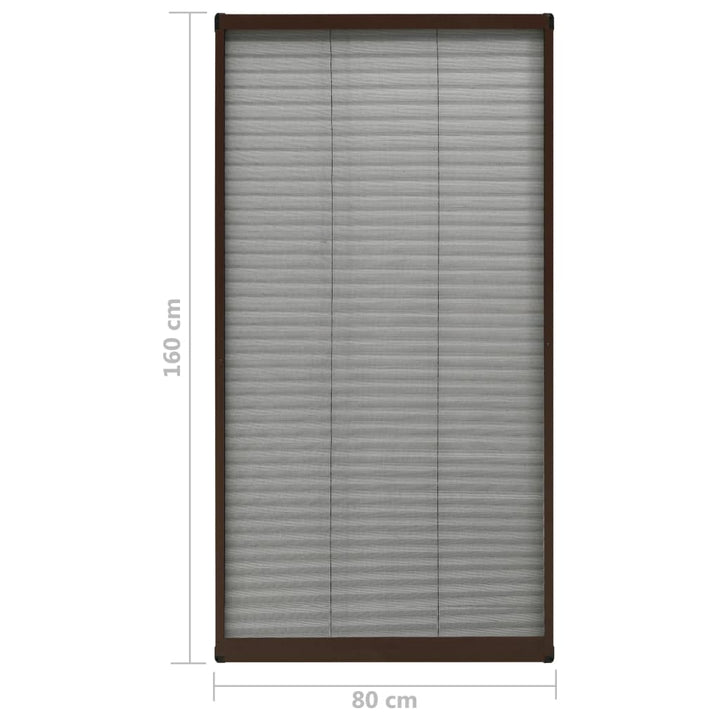 plisseret insektnet til vinduer 80x160 cm aluminium brun