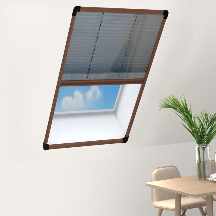 plisseret insektnet til vinduer 80x160 cm aluminium brun