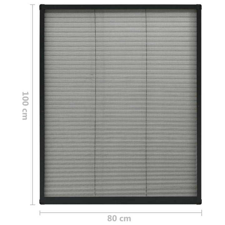 plisseret insektnet til vinduer 80x100 cm aluminium antracitgrå