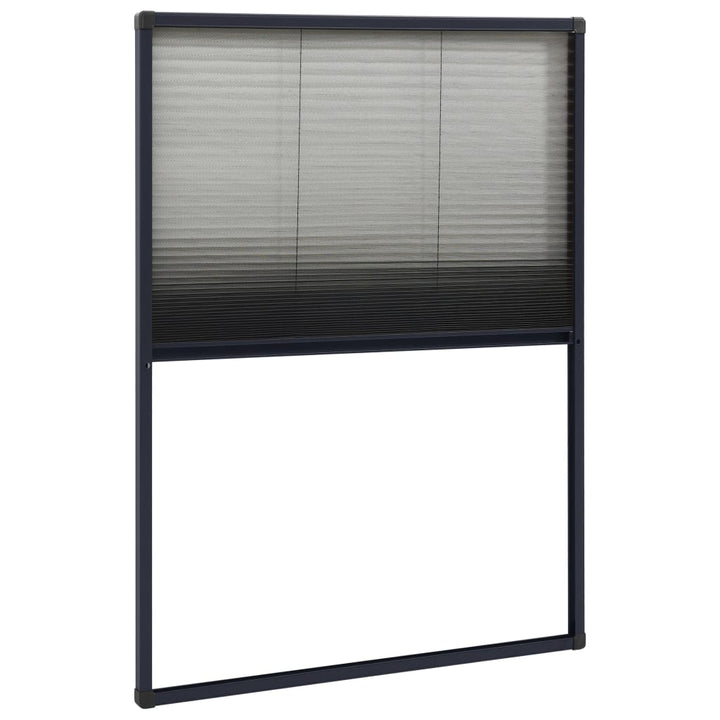 plisseret insektnet til vinduer 80x120 cm aluminium antracitgrå