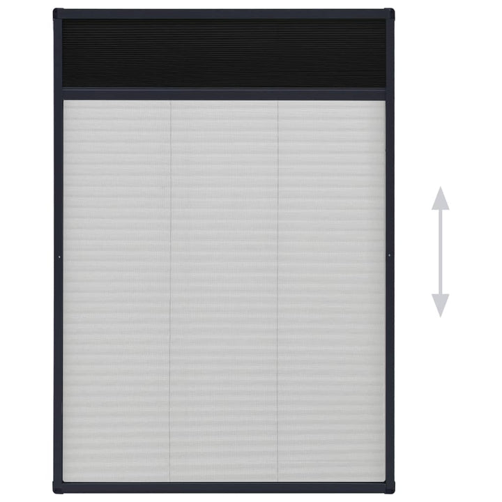 plisseret insektnet til vinduer 80x120 cm aluminium antracitgrå