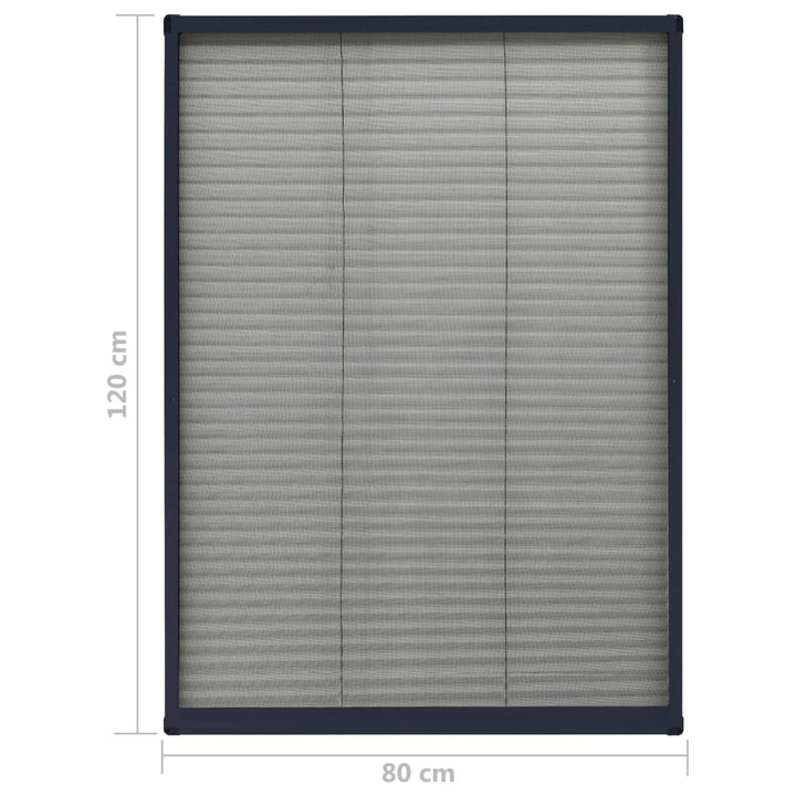 plisseret insektnet til vinduer 80x120 cm aluminium antracitgrå
