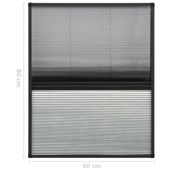 plisseret insektnet til vinduer aluminium 60x80 cm med skygge