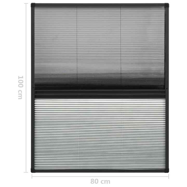 plisseret insektnet til vinduer 80x100 cm afskygning aluminium