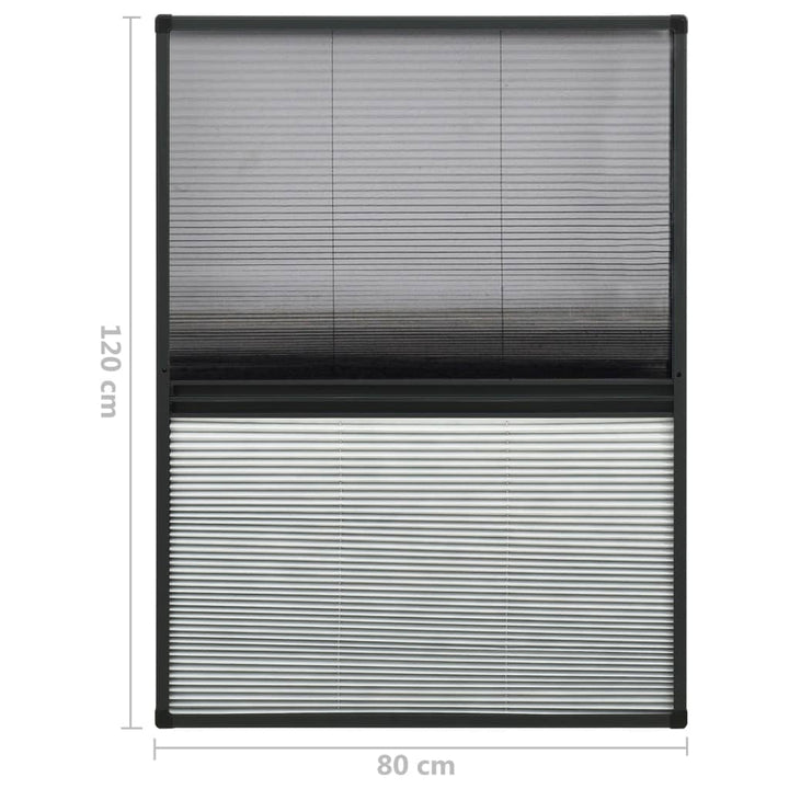 plisseret insektnet til vinduer 80x120 cm afskygning aluminium