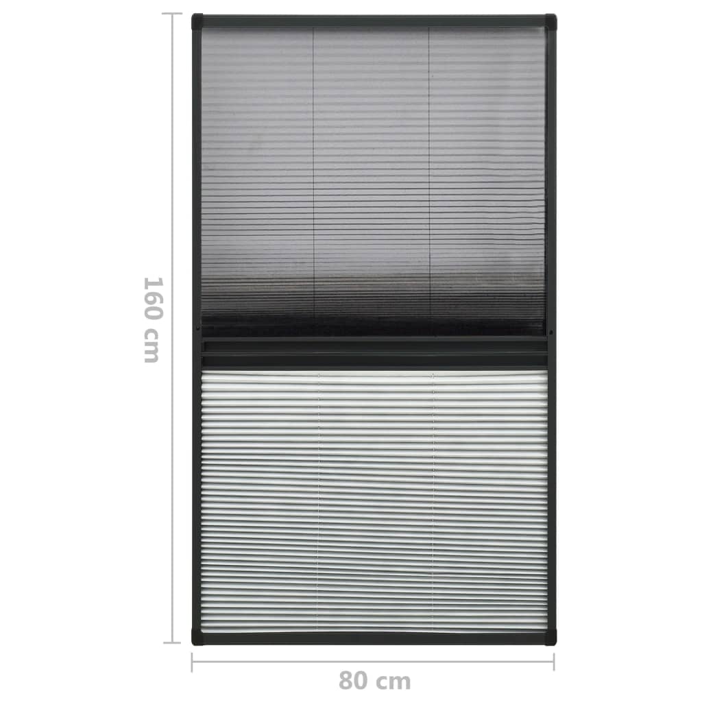plisseret insektnet til vinduer 80x160 cm afskygning aluminium