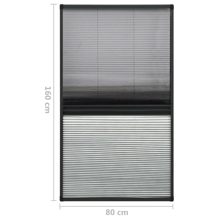 plisseret insektnet til vinduer 80x160 cm afskygning aluminium