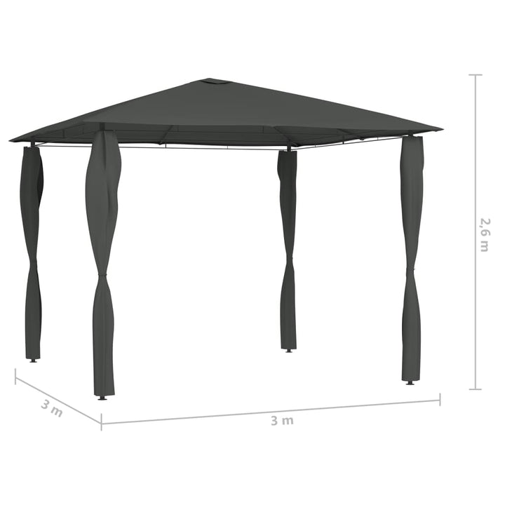 med stolpeovertræk 3x3x2,6 m 160 g/m² antracitgrå