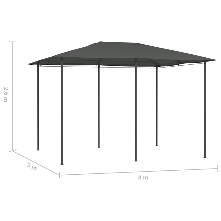 pavillon 3x4x2,6 m 160 g/m² antracitgrå