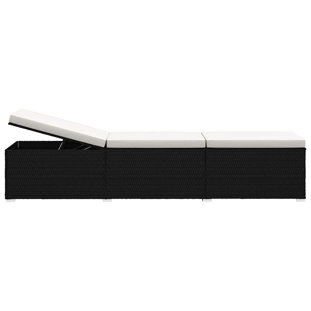 liggestole 3 dele med tebord polyrattan sort