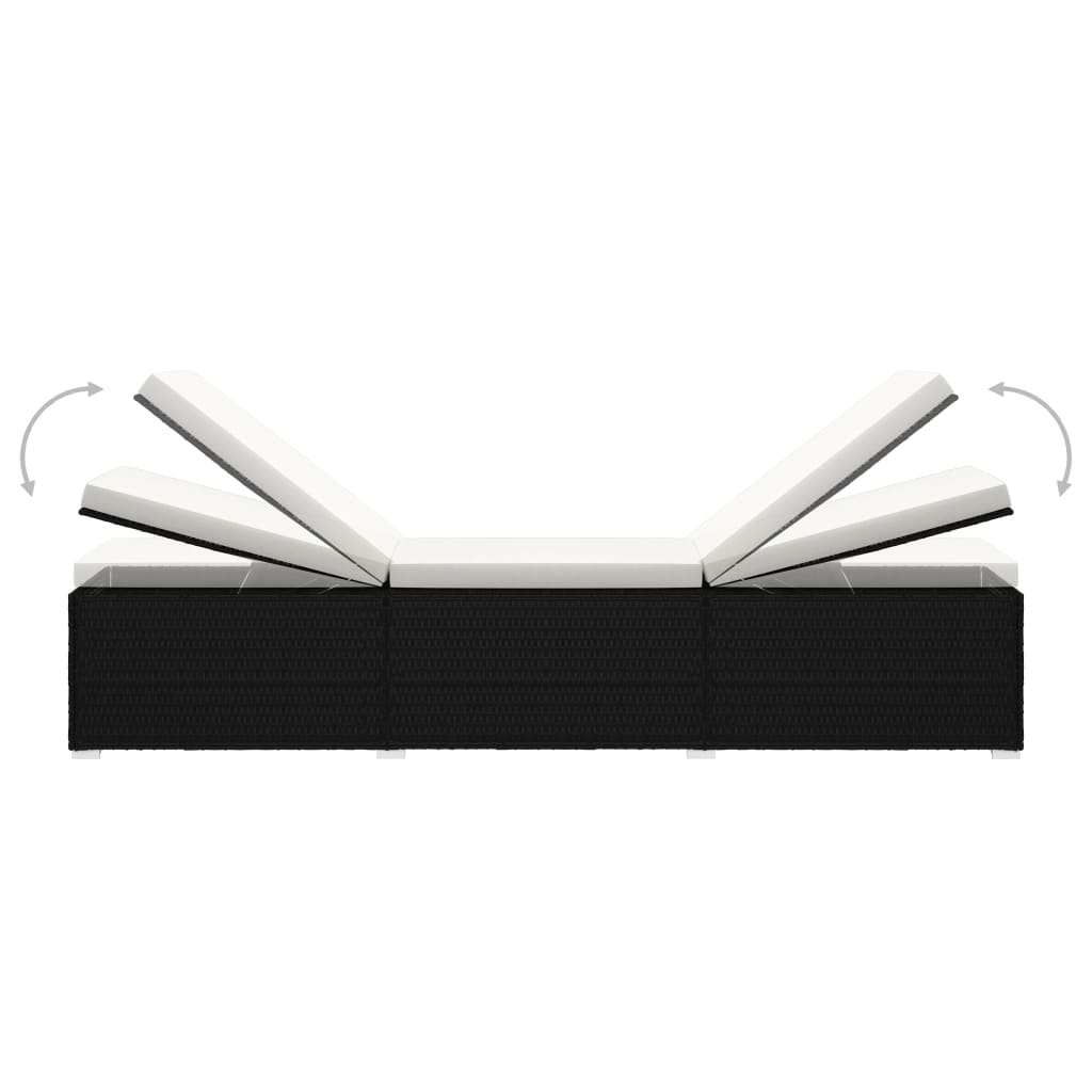 liggestole 3 dele med tebord polyrattan sort