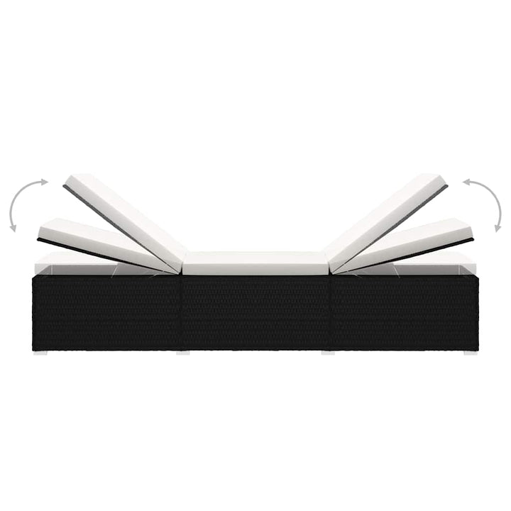 liggestole 3 dele med tebord polyrattan sort
