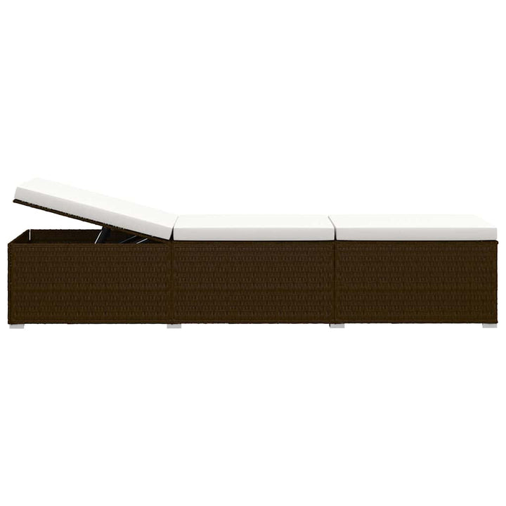 liggestole 3 dele med tebord polyrattan brun