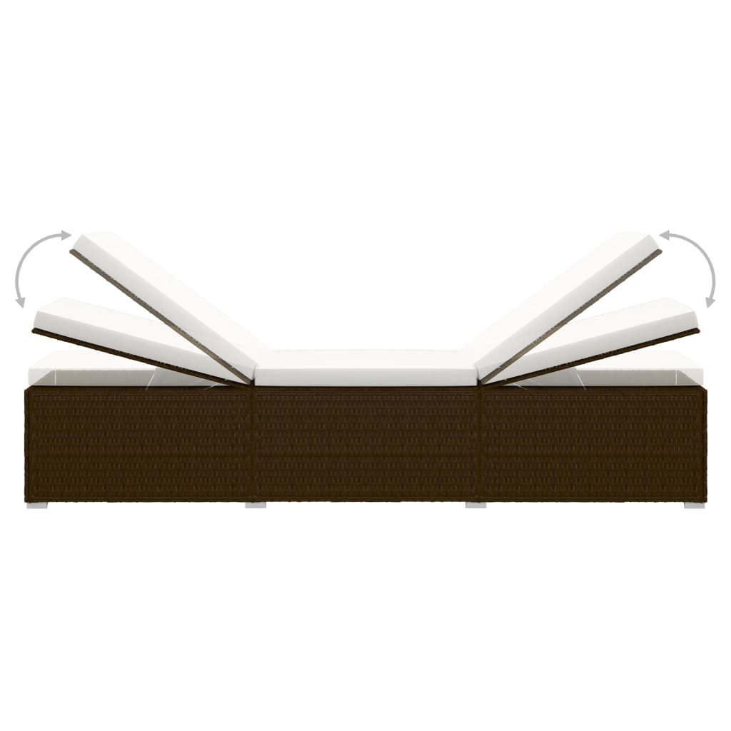 liggestole 3 dele med tebord polyrattan brun