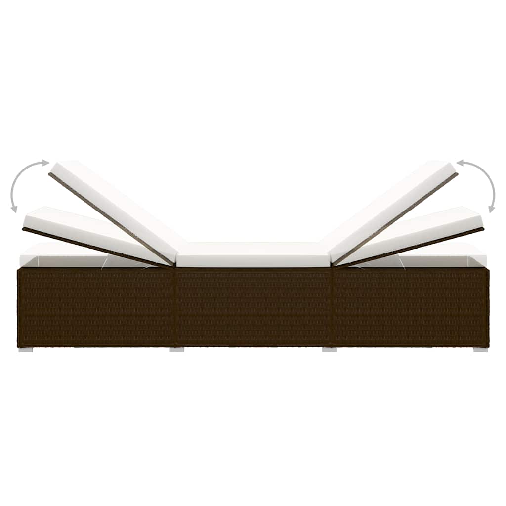 liggestole 3 dele med tebord polyrattan brun