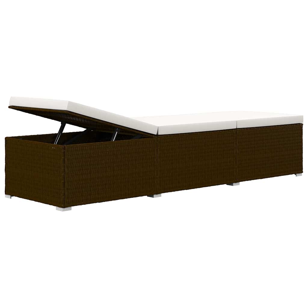 liggestole 3 dele med tebord polyrattan brun