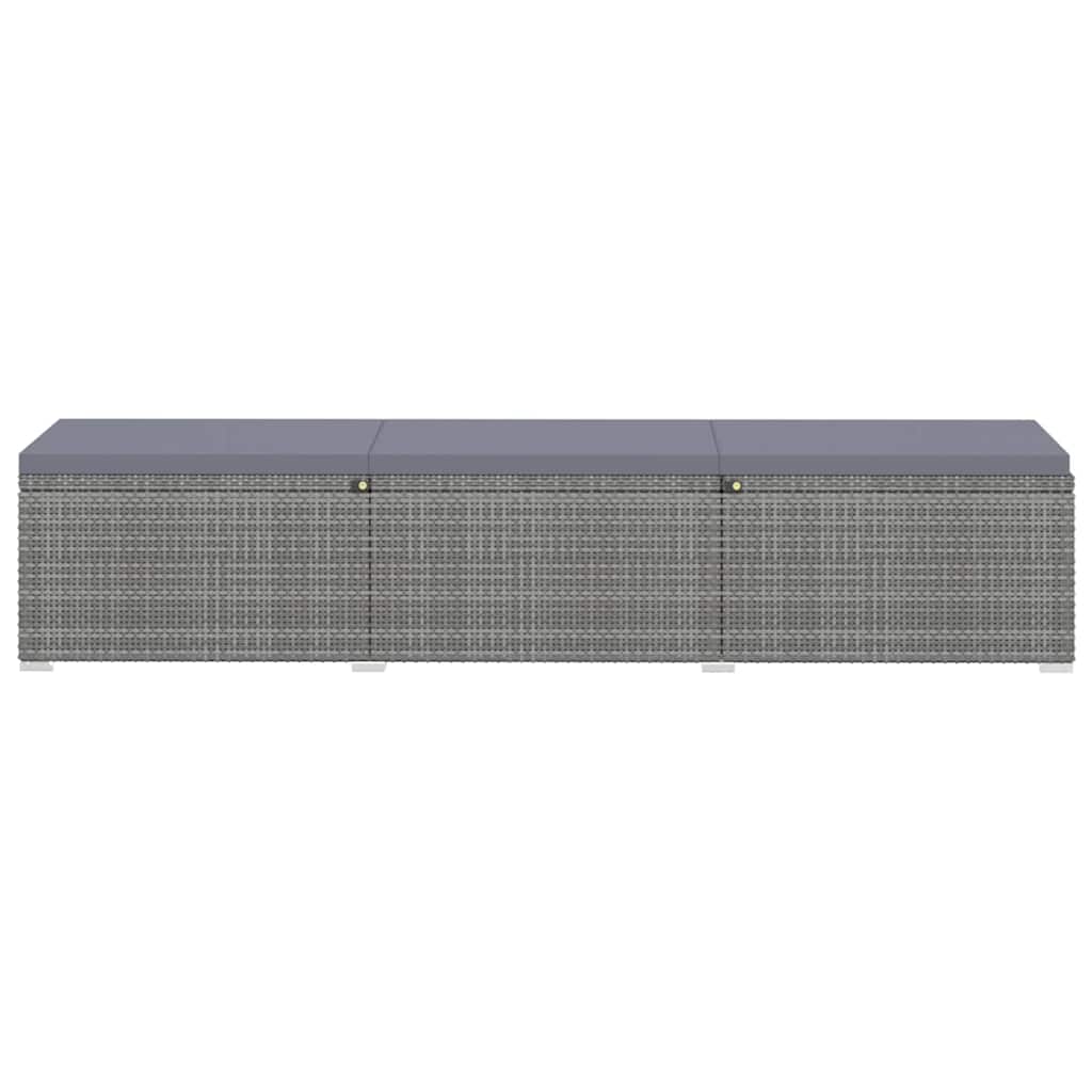 loungestole med tebord 3 dele polyrattan grå