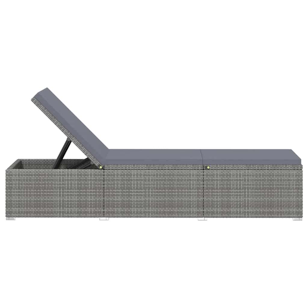 loungestole med tebord 3 dele polyrattan grå