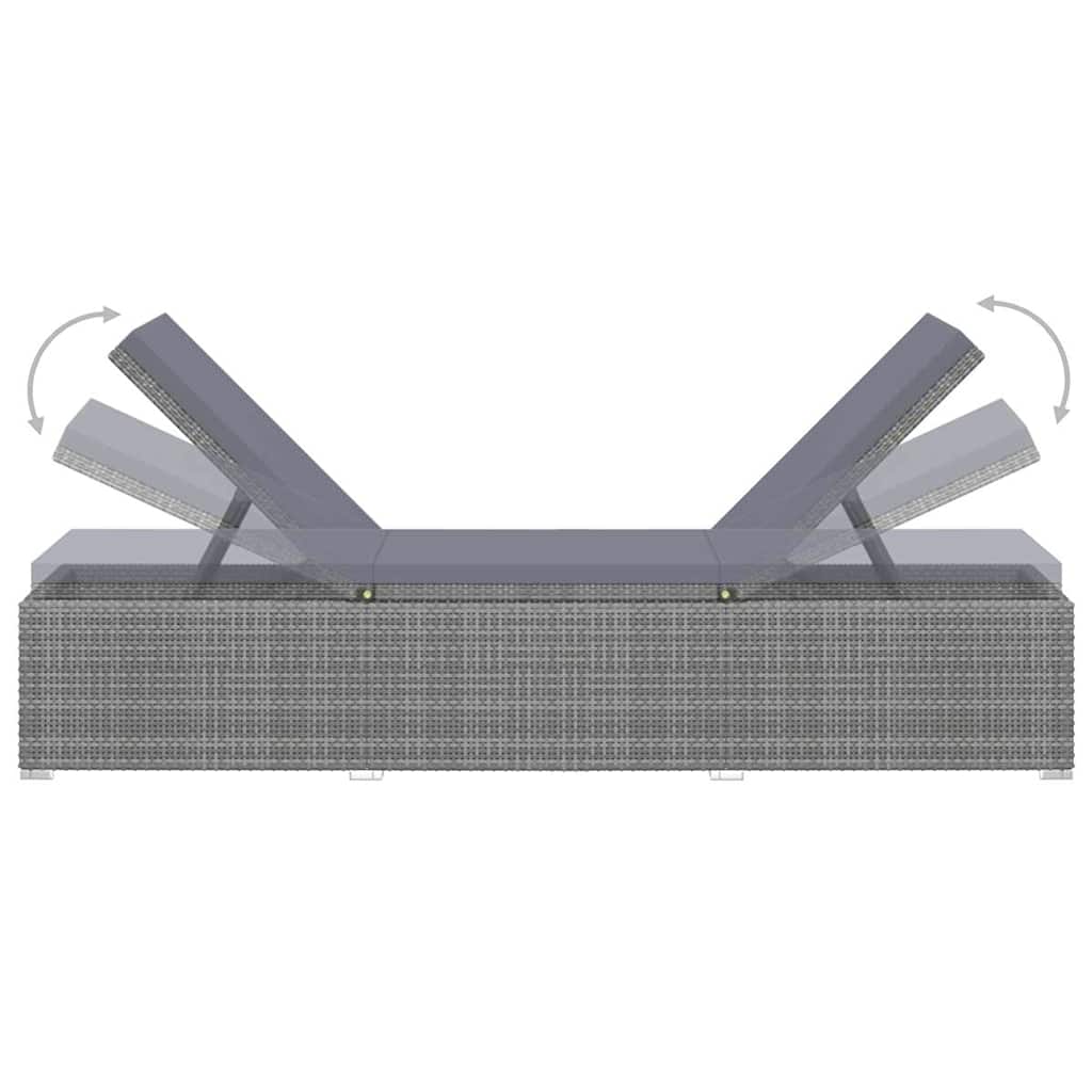 loungestole med tebord 3 dele polyrattan grå