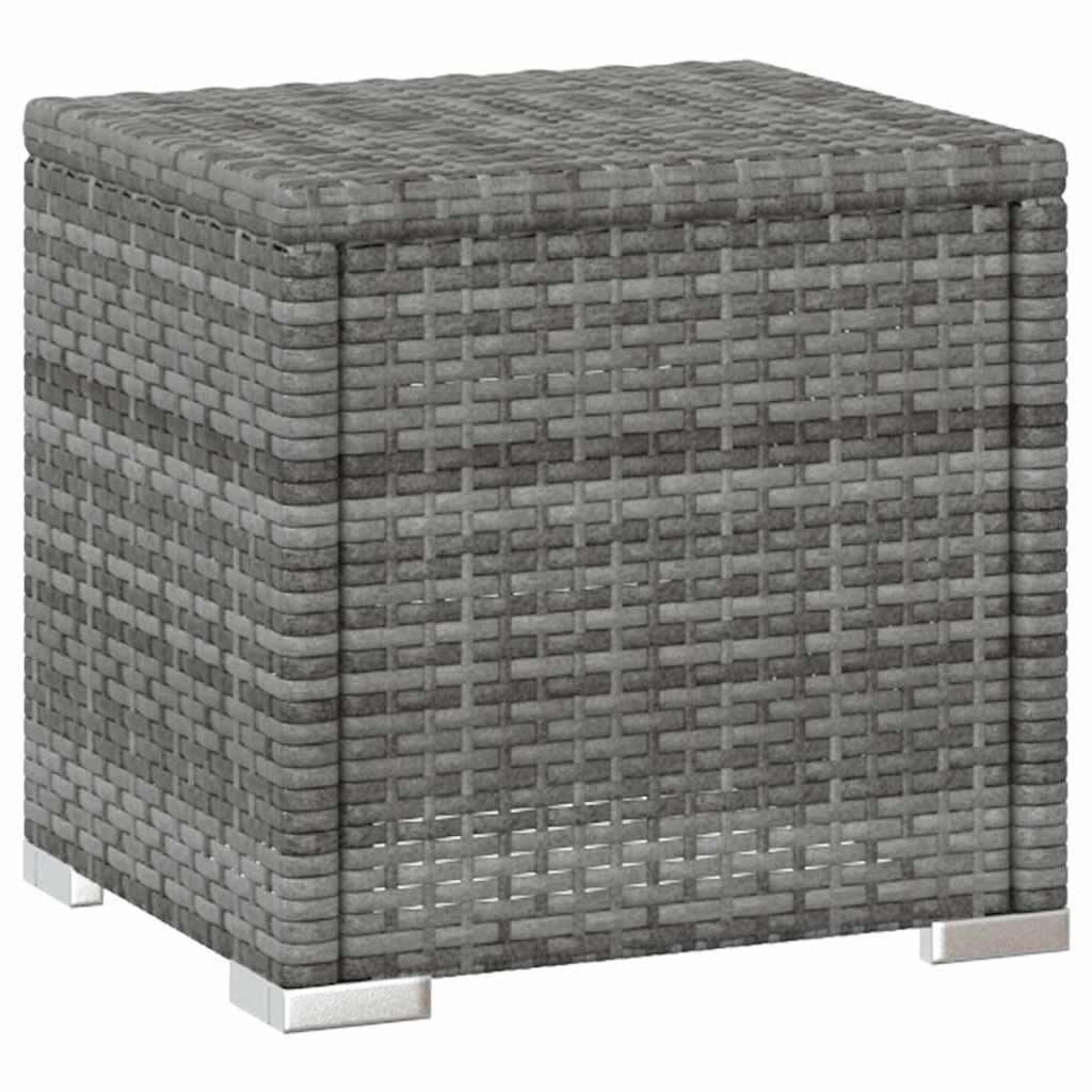 loungestole med tebord 3 dele polyrattan grå