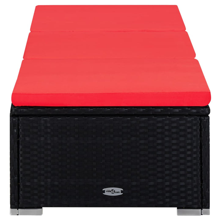 liggestole med tebord 3 dele polyrattan sort