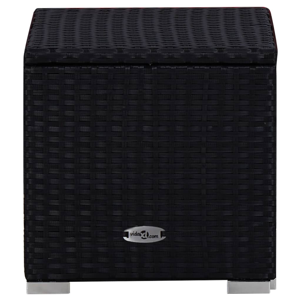 liggestole med tebord 3 dele polyrattan sort