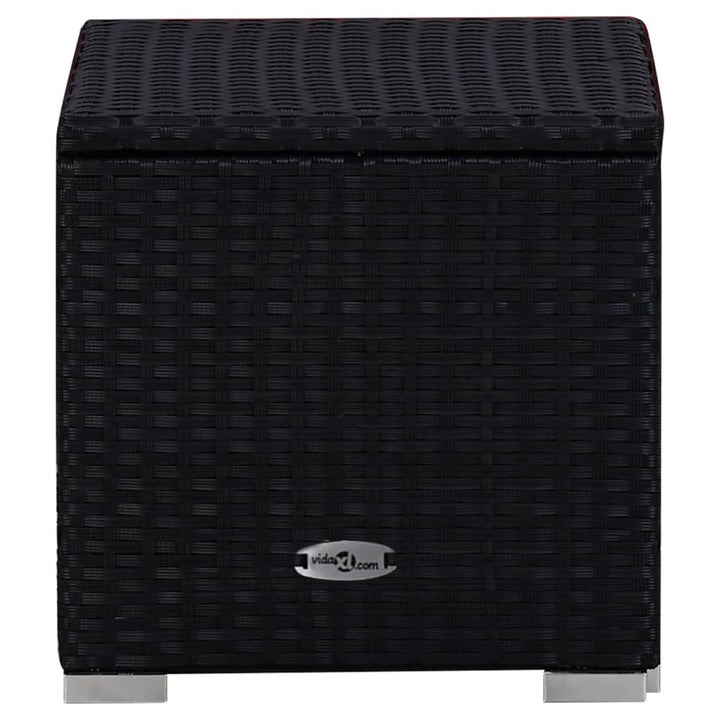 liggestole med tebord 3 dele polyrattan sort