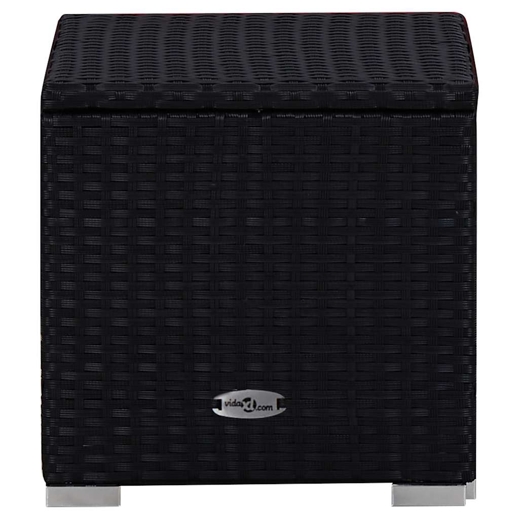 liggestole med tebord 3 dele polyrattan sort
