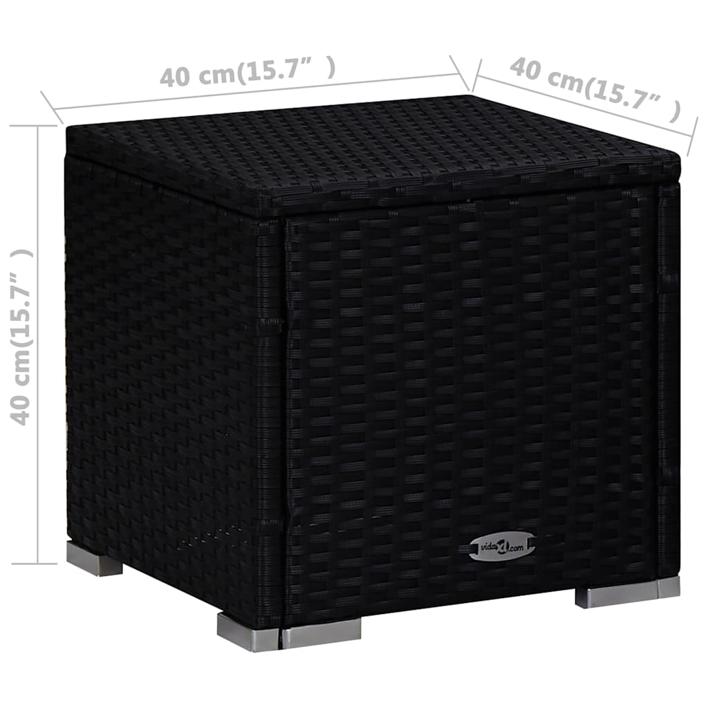 liggestole med tebord 3 dele polyrattan sort