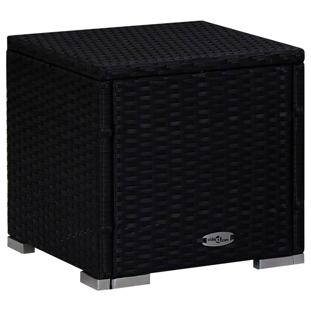 liggestole med tebord 3 dele polyrattan sort