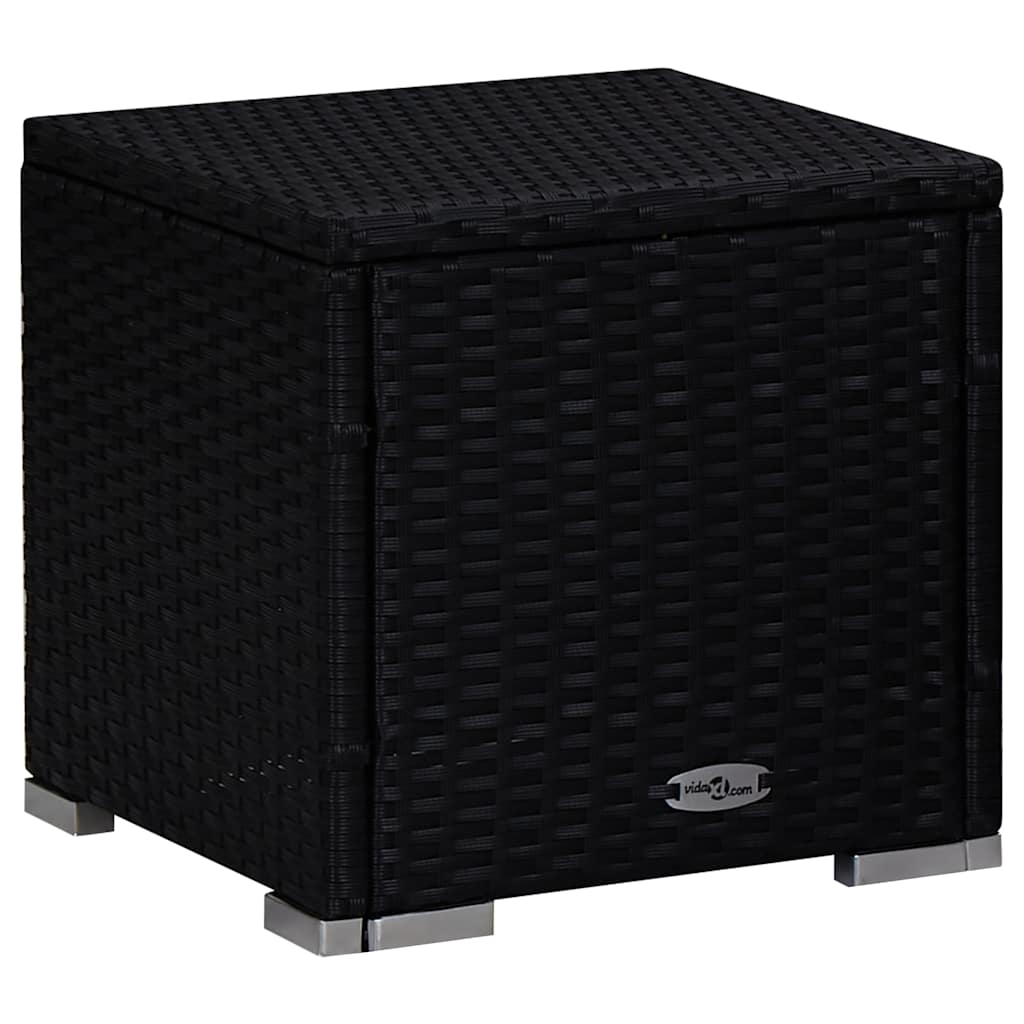 liggestole med tebord 3 dele polyrattan sort