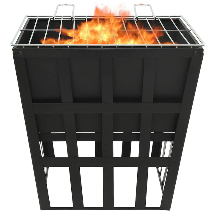2-i-1 bålfad og grill 34x34x48 cm stål