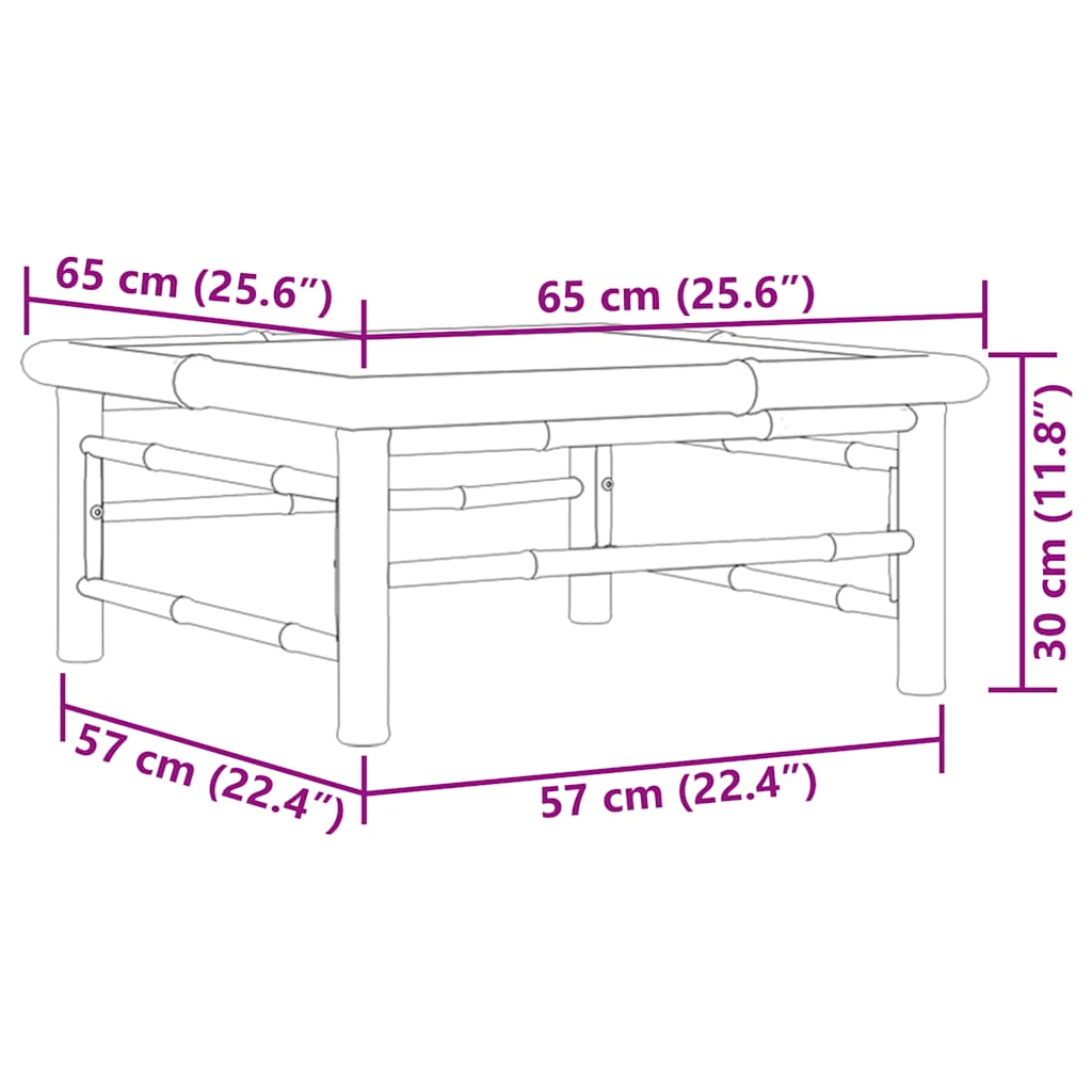 havebord 65x65x30 cm bambus
