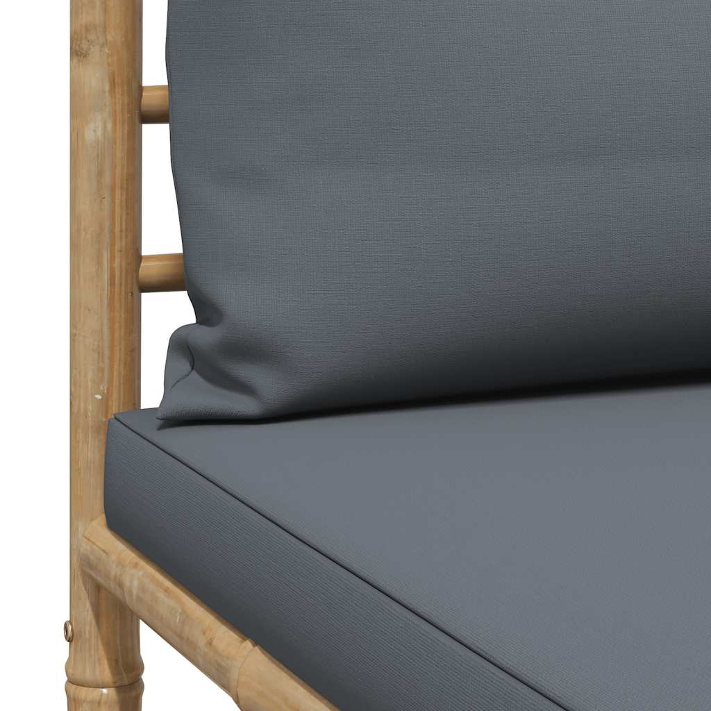 midterdel til havesofa med mørkegrå hynder bambus