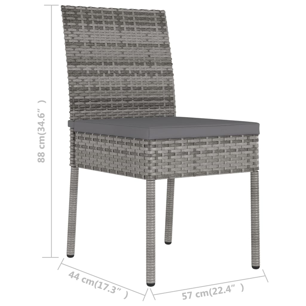 havestole 2 stk. polyrattan grå