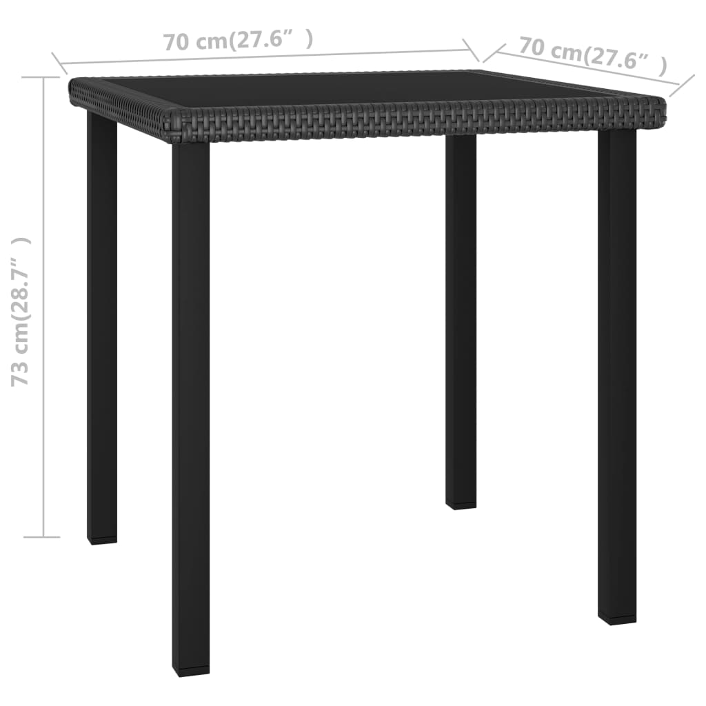 havebord 70x70x73 cm polyrattan grå