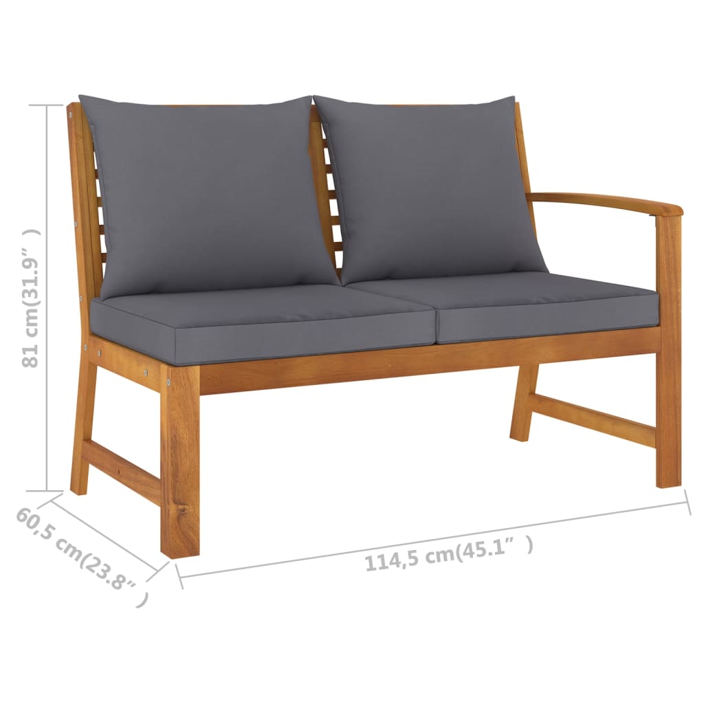 loungesæt til haven 6 dele med hynde massivt akacietræ