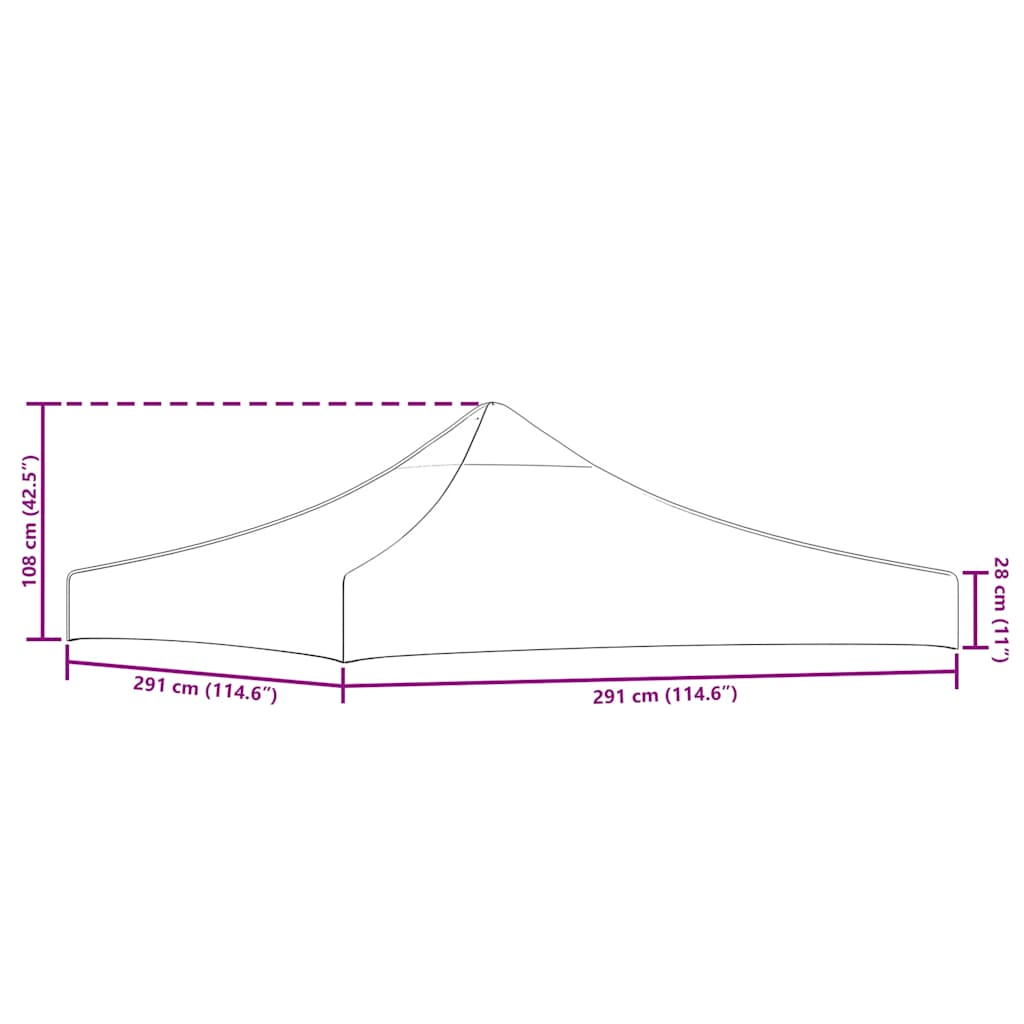 tag til festtelt 3x3 m 270 g/m² bordeauxfarvet