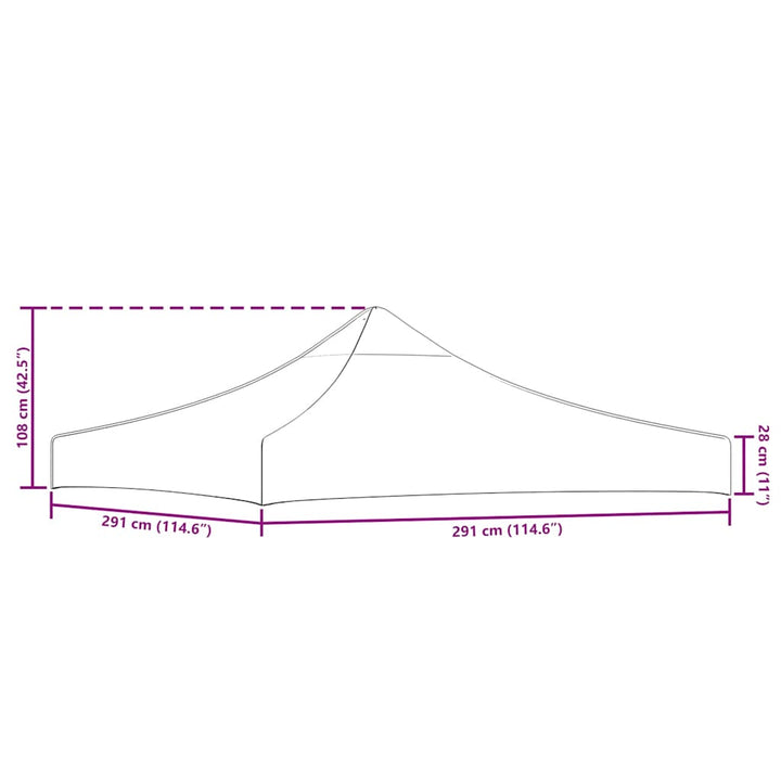 tag til festtelt 3x3 m 270 g/m² bordeauxfarvet