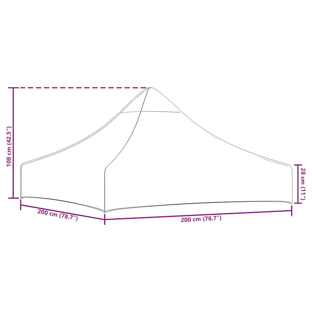 tag til festtelt 2x2 m 270 g/m² blå