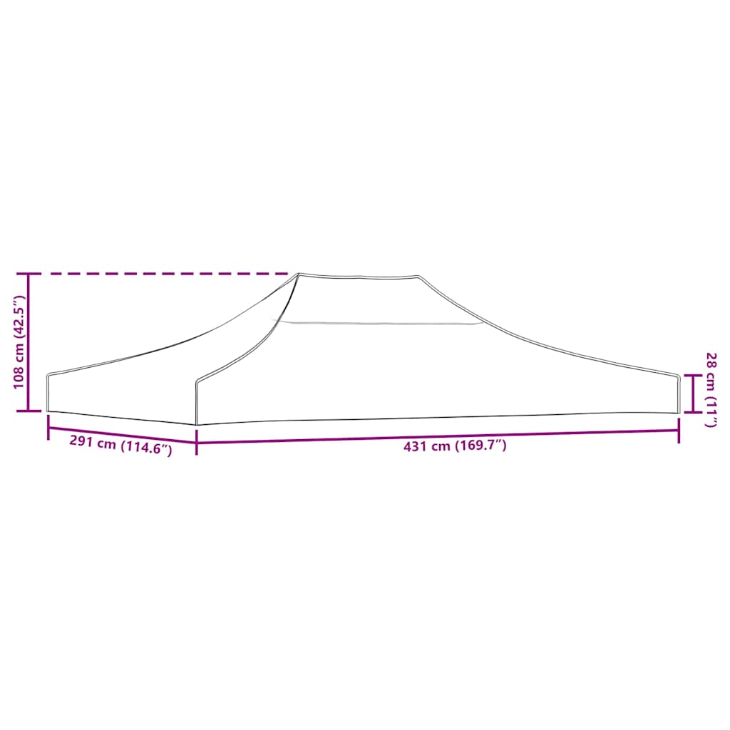 tag til festtelt 4,5x3 m 270 g/m² bordeauxfarvet