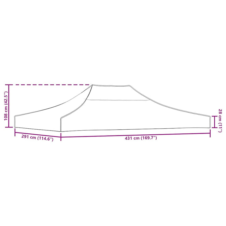 tag til festtelt 4,5x3 m 270 g/m² bordeauxfarvet