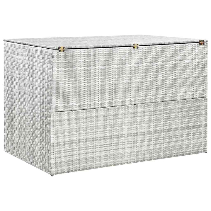 opbevaringskasse til haven 150x100x100 cm polyrattan lysegrå