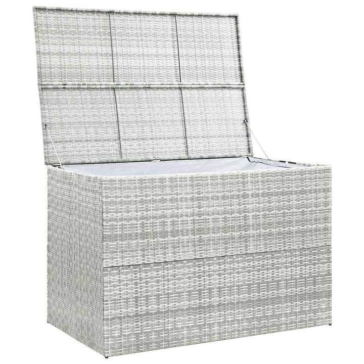 opbevaringskasse til haven 150x100x100 cm polyrattan lysegrå