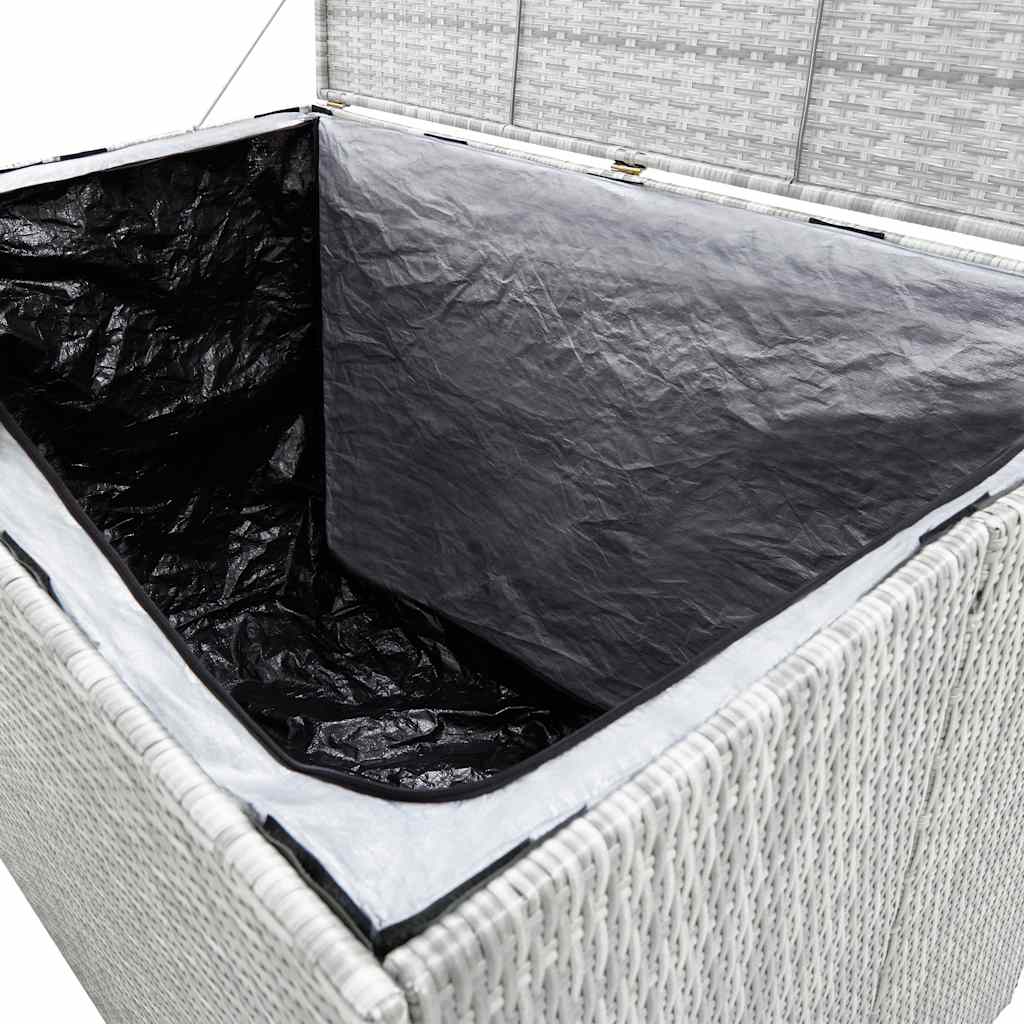 opbevaringskasse til haven 150x100x100 cm polyrattan lysegrå