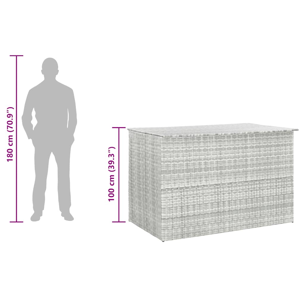 opbevaringskasse til haven 150x100x100 cm polyrattan lysegrå
