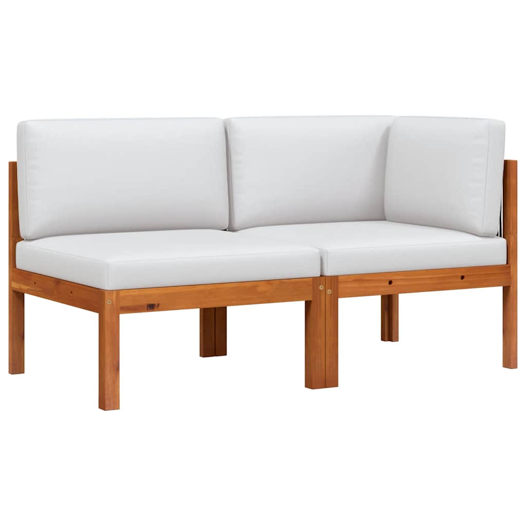 2-delt havemøbelsæt med hynder træ akacie og reb