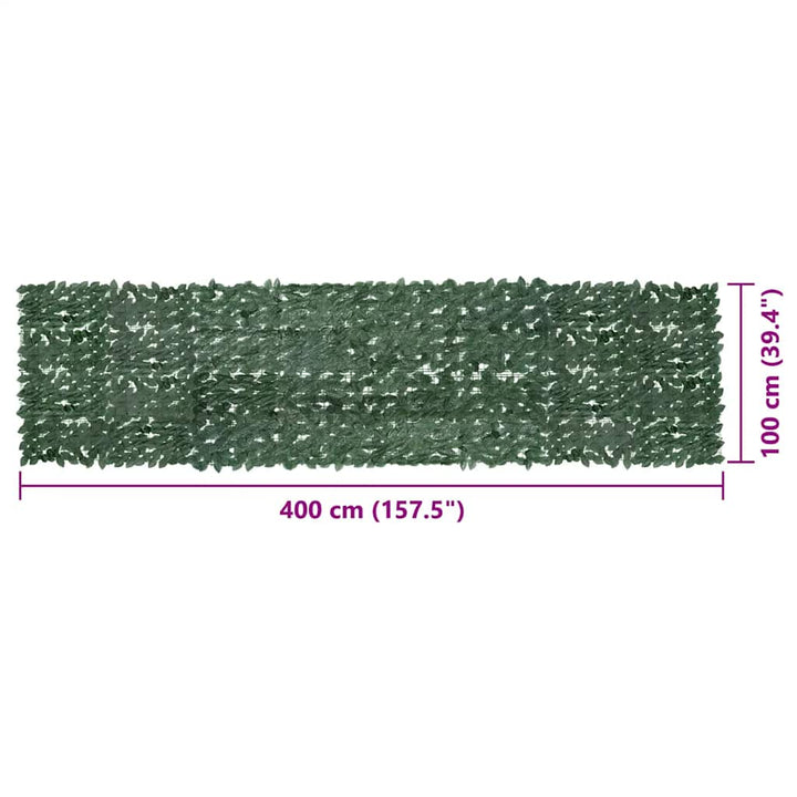 altanafskærmning 400x100 cm mørkegrønne blade