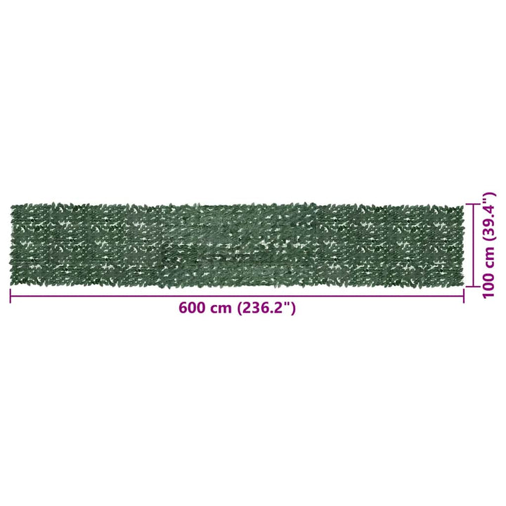 altanafskærmning 600x100 cm mørkegrønne blade