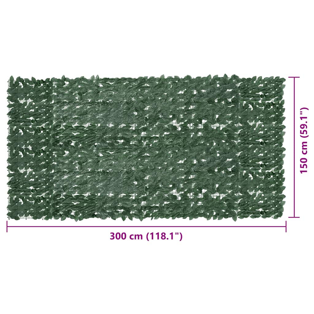 altanafskærmning 300x150 cm mørkegrønne blade